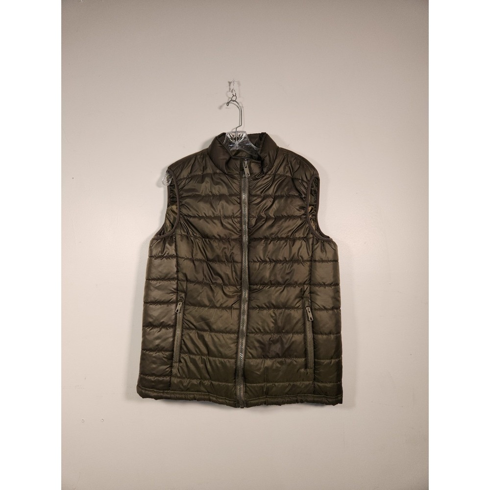 RAW 7 DESIGN Puffer Vest Men XL Olive Green Quilted Full Zip Waterproof Outdoor